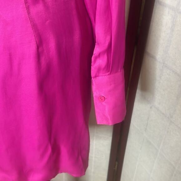 ZARA HOT PINK SATIN NWT KNOT FRONT MINI DRESS SIZE‎ M - Picture 3 of 10